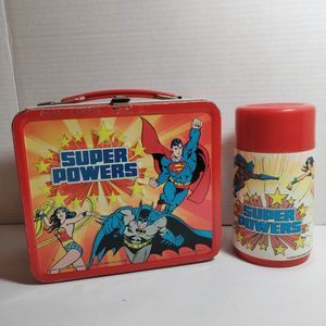 Vtg Aladdin 1983 Super Powers Lunchbox & Thermos Superman Batman Wonder Woman DC